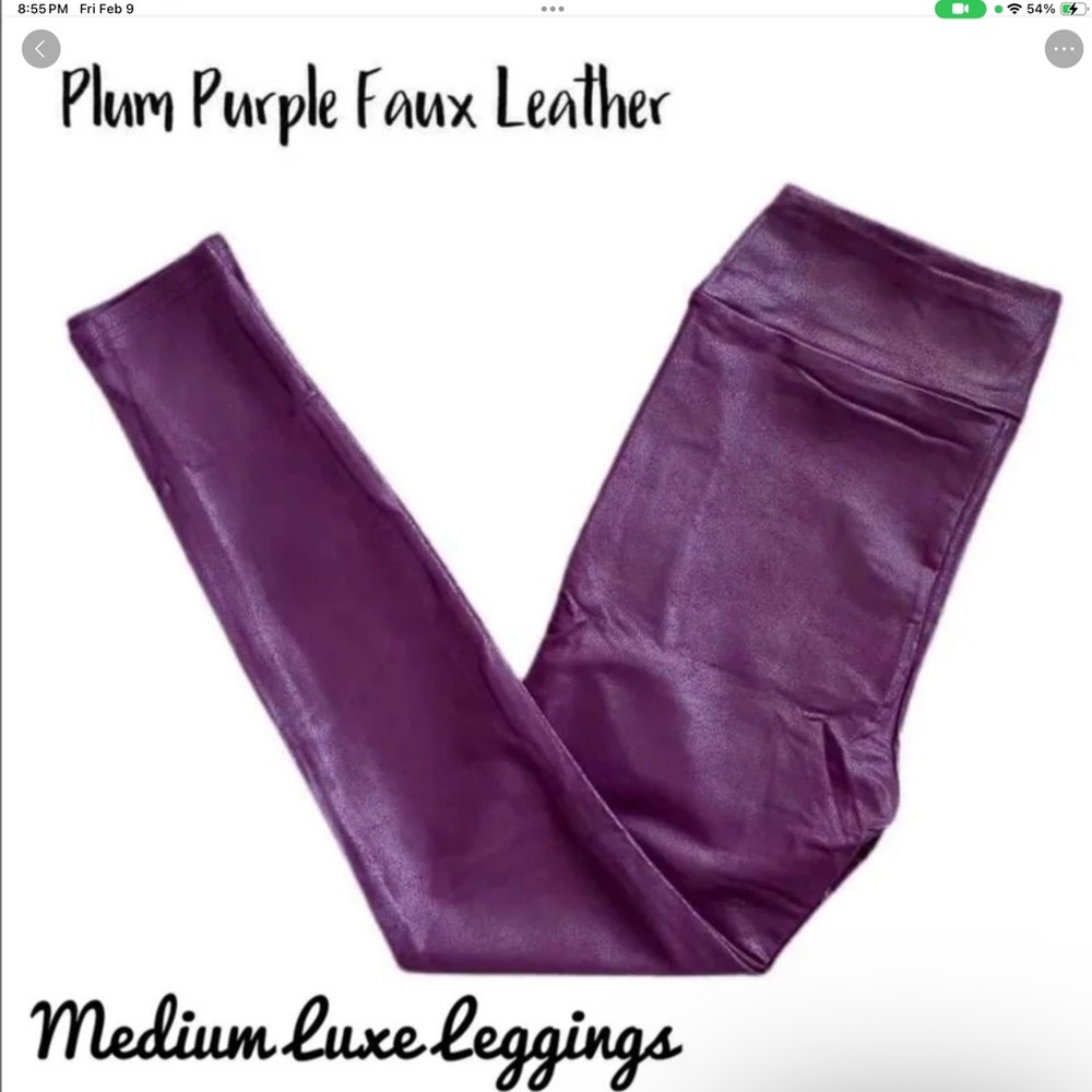 Lularoe faux leather plum purple legging pant. Nwot.